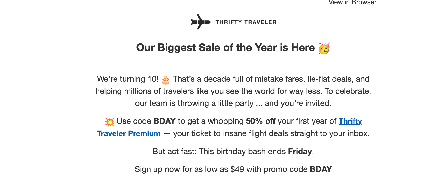 Deal alert Thrifty Traveler Premium is half off right now